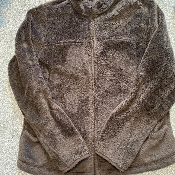 Lands' End Brown Fluffy Fleece Jacket Pullover Size Medium - Picture 4 of 7